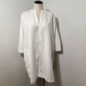 Aritzia Community 3/4 Sleeve Lycell White Tunic Small